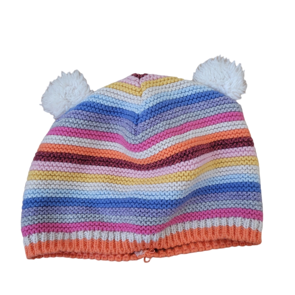 Baby Gap multicolored baby beanie, winter hat with pom poms, 18-24 months